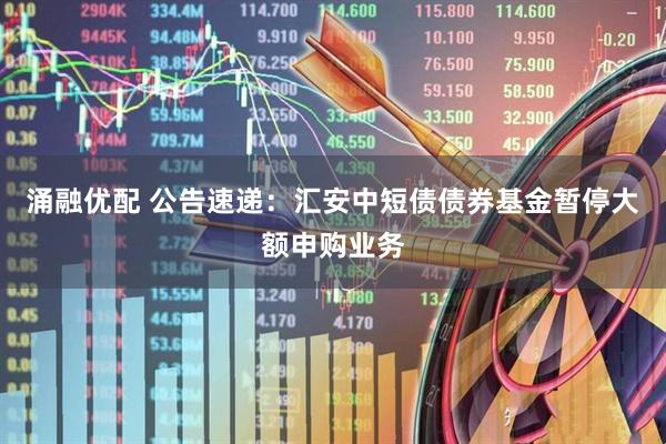 涌融优配 公告速递:汇安中短债债券基金暂停大额申购业务
