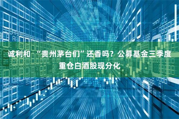 诚利和 “贵州茅台们”还香吗?公募基金三季度重仓白酒股现分化
