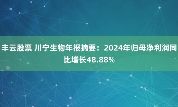 丰云股票 川宁生物年报摘要：2024年归母净利润同比增长48.88%